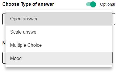 Types of answers available on Tap My Back platform